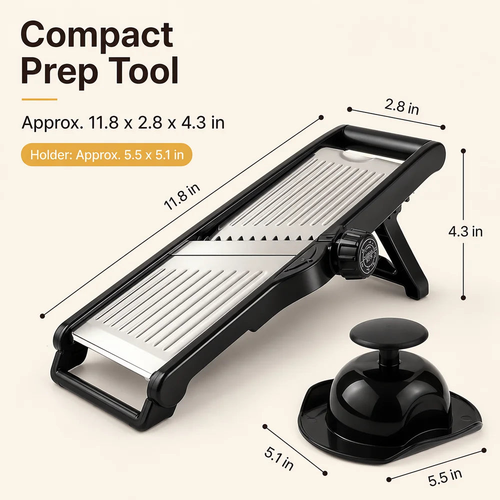 Adjustable Mandoline Vegetable Slicer With Food Holder And Julienne Cutter