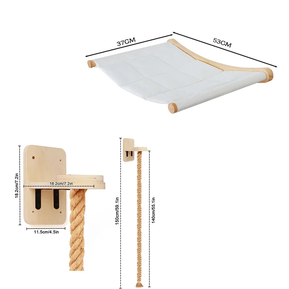 CWV Wall Mounted Cat Hammock Climbing Shelves And Scratching Perches