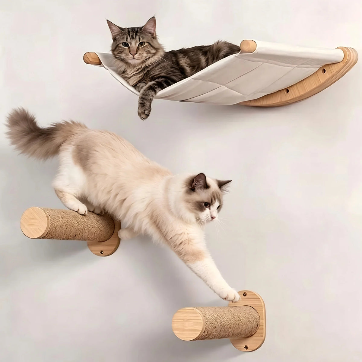 CWV Wall Mounted Cat Hammock Climbing Shelves And Scratching Perches