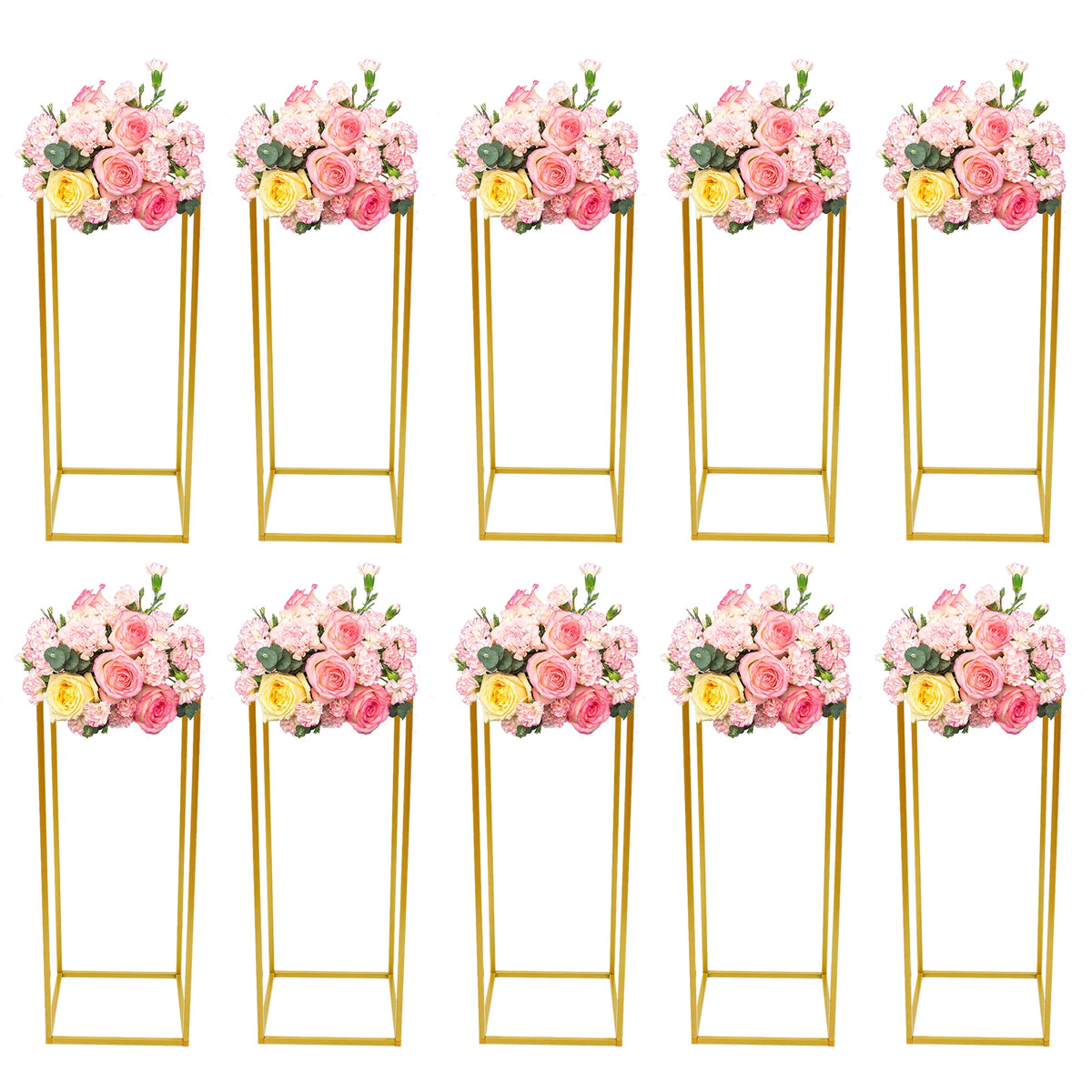 10 Piece Metal Flower Stand Set for Wedding Event Decorations