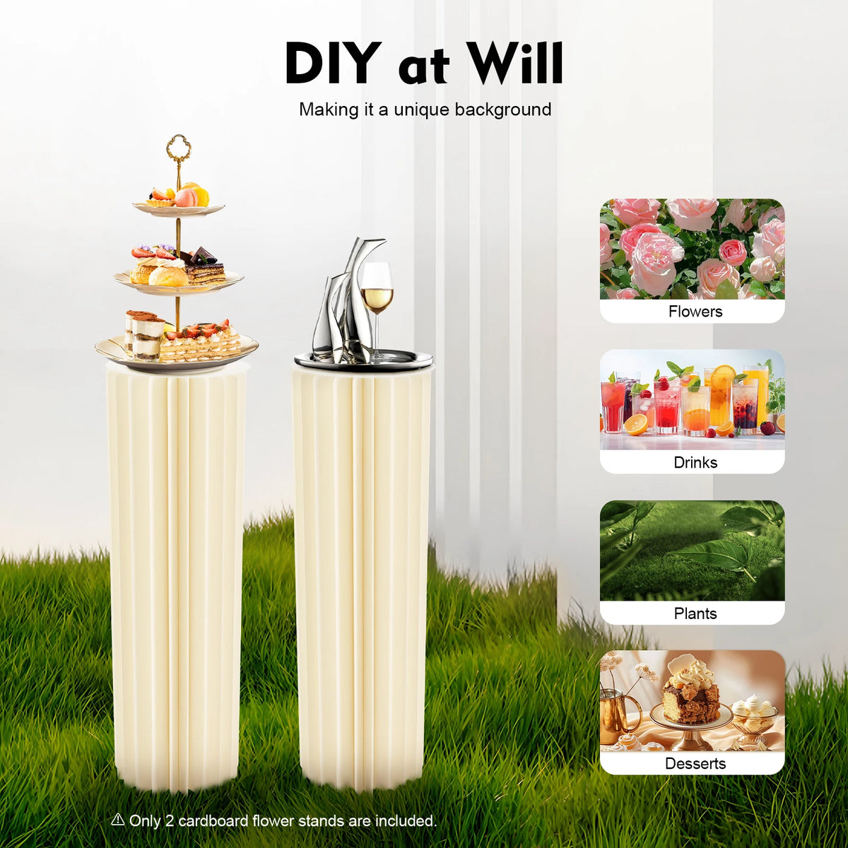 Reusable Foldable Honeycomb Cardboard Wedding Flower Stand Display Pedestal