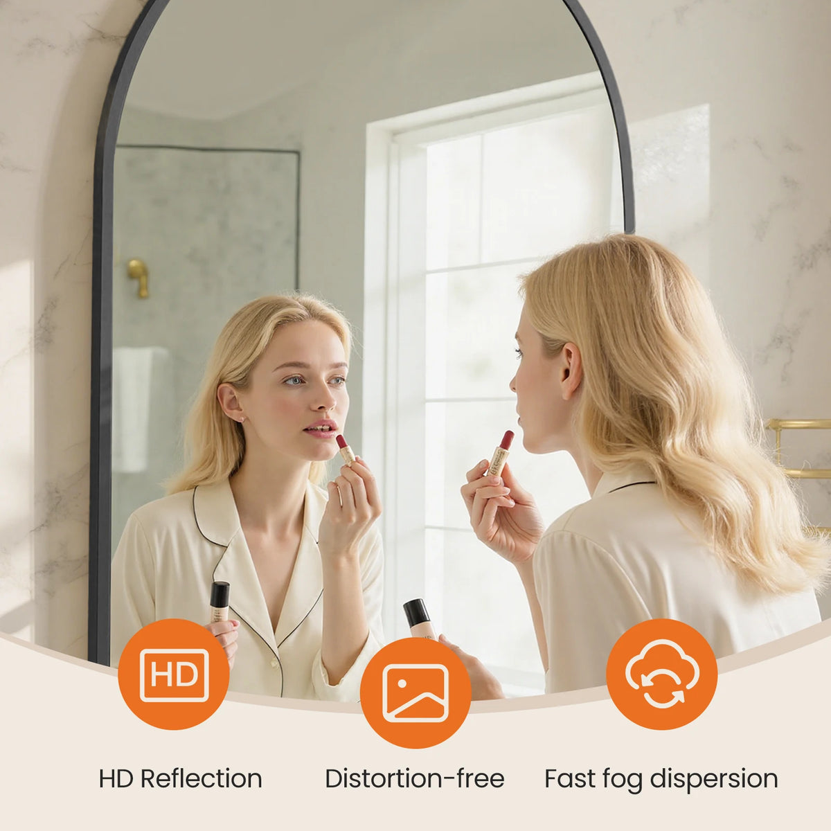 MCQ Arched Bathroom Vanity Mirror With Aluminum Frame Wall Mounted