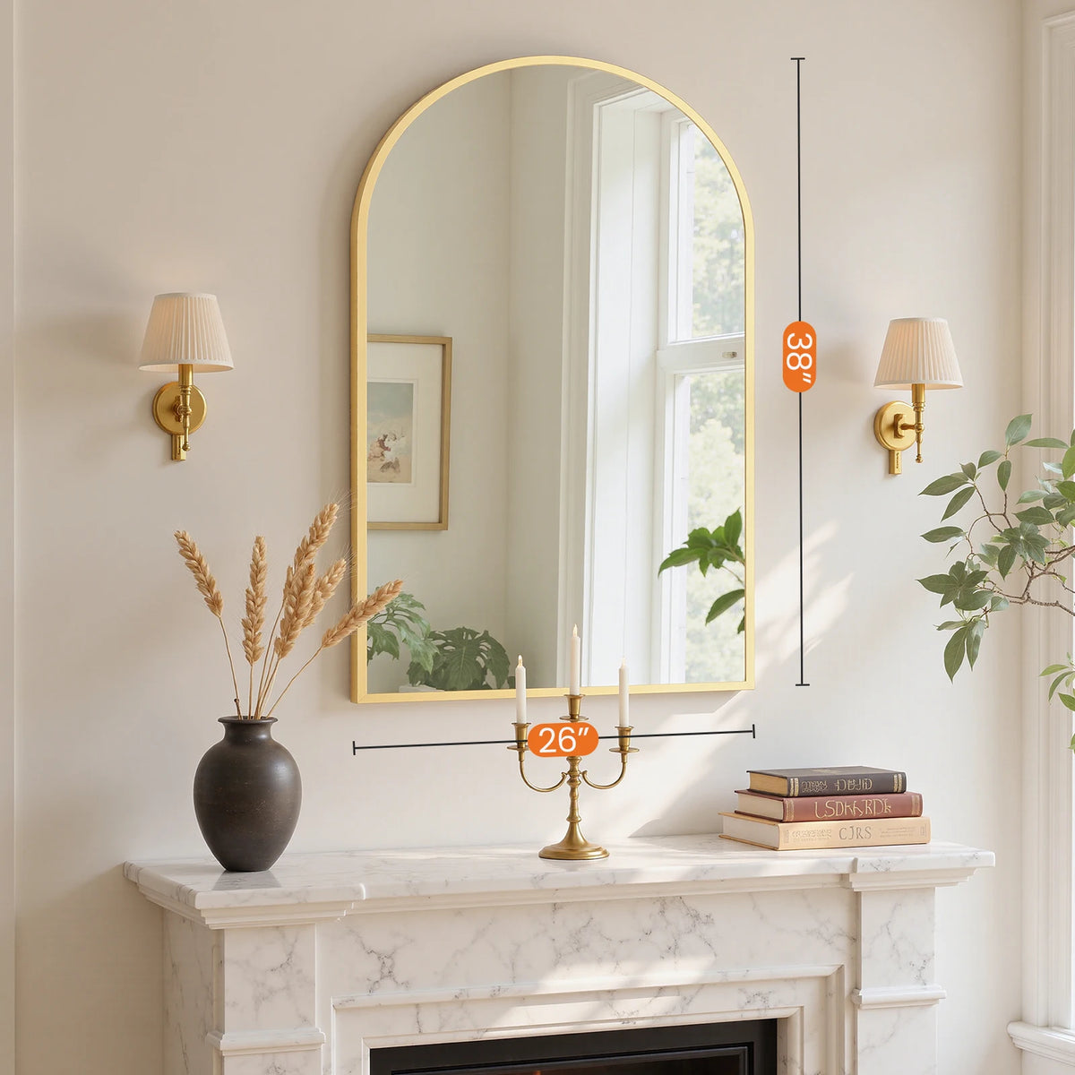 MCQ Arched Bathroom Vanity Mirror With Aluminum Frame Wall Mounted