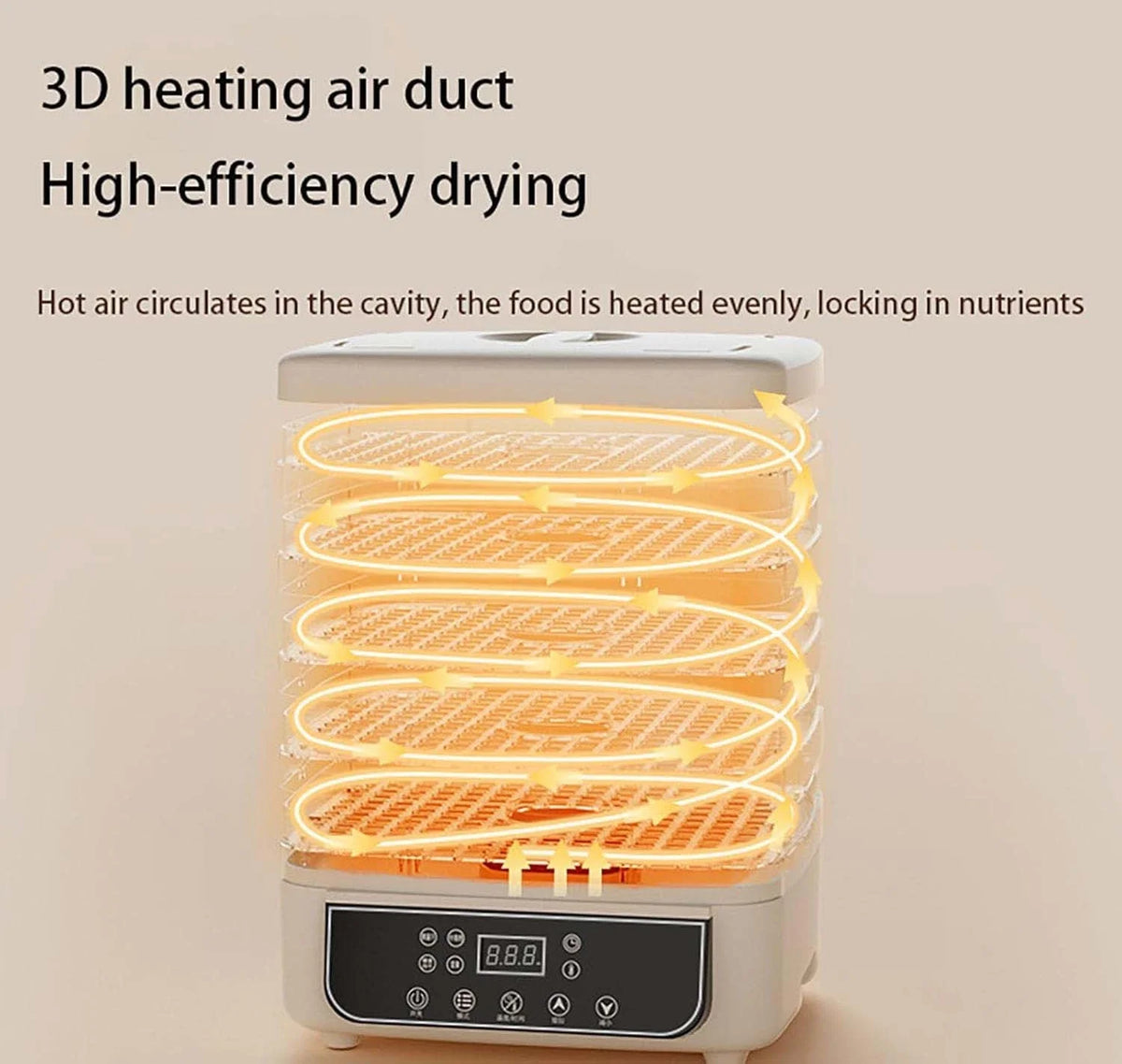 Household Fruit And Vegetable Food Dryer With Adjustable Temperature Control