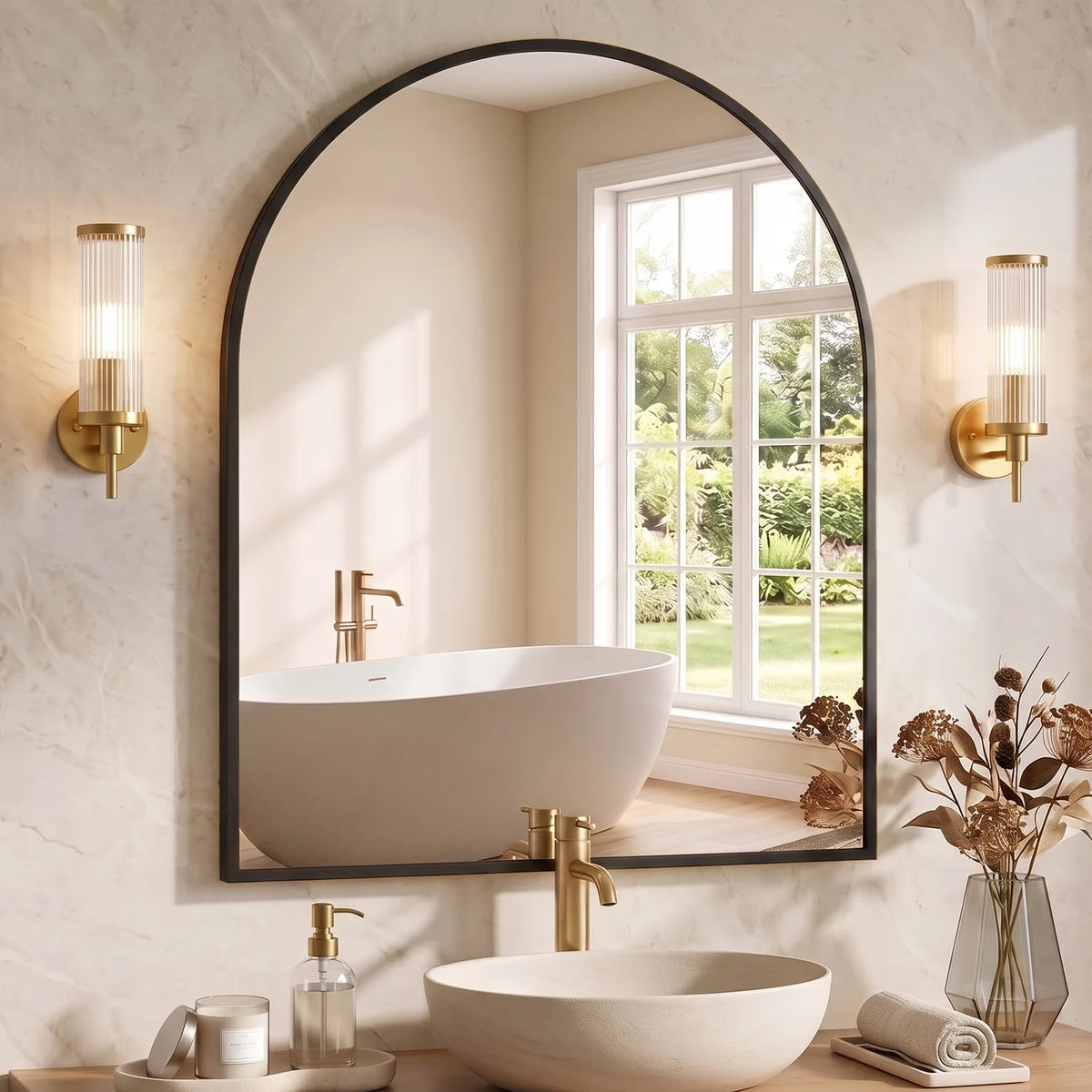 MCQ Arched Bathroom Vanity Mirror With Aluminum Frame Wall Mounted