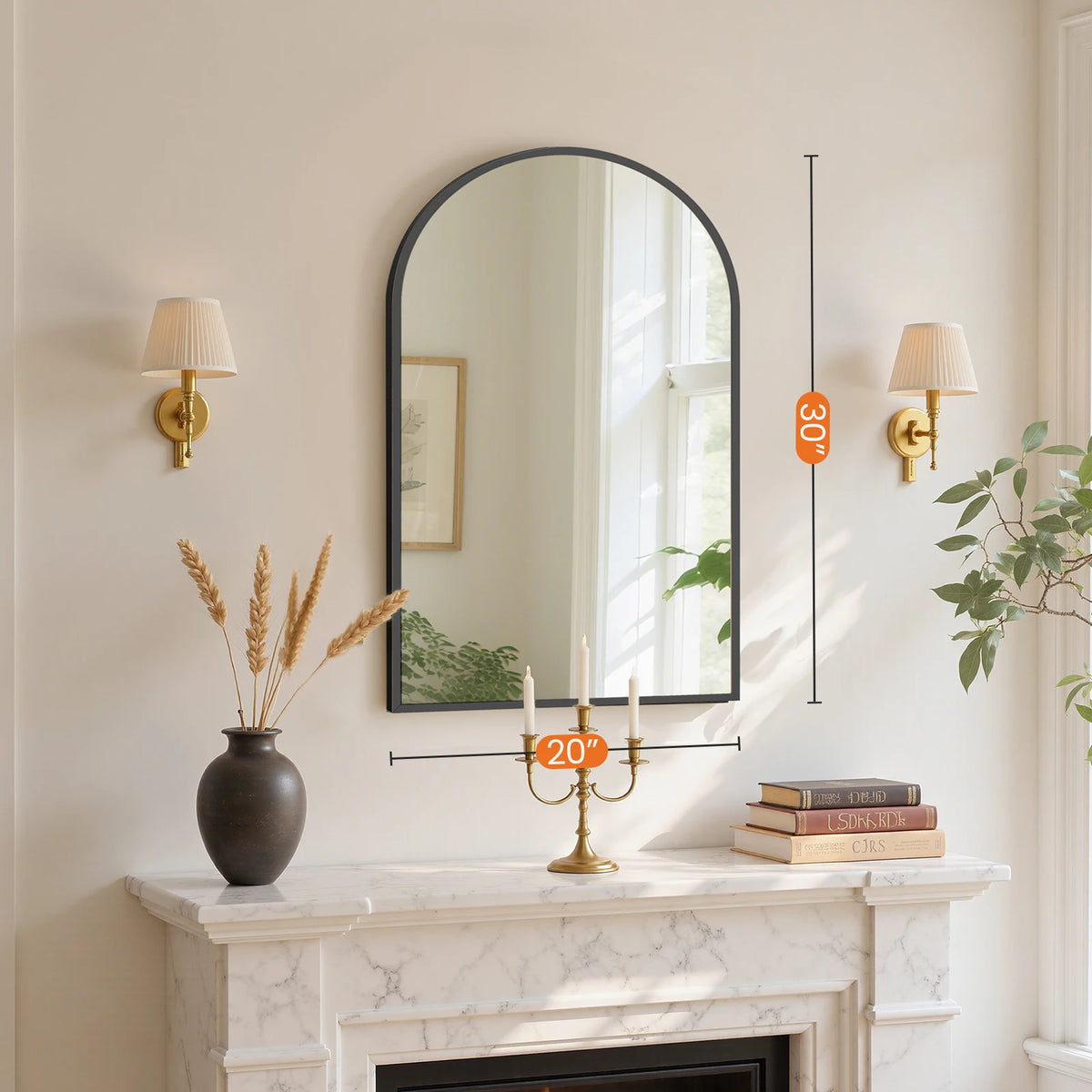 MCQ Arched Bathroom Vanity Mirror With Aluminum Frame Wall Mounted