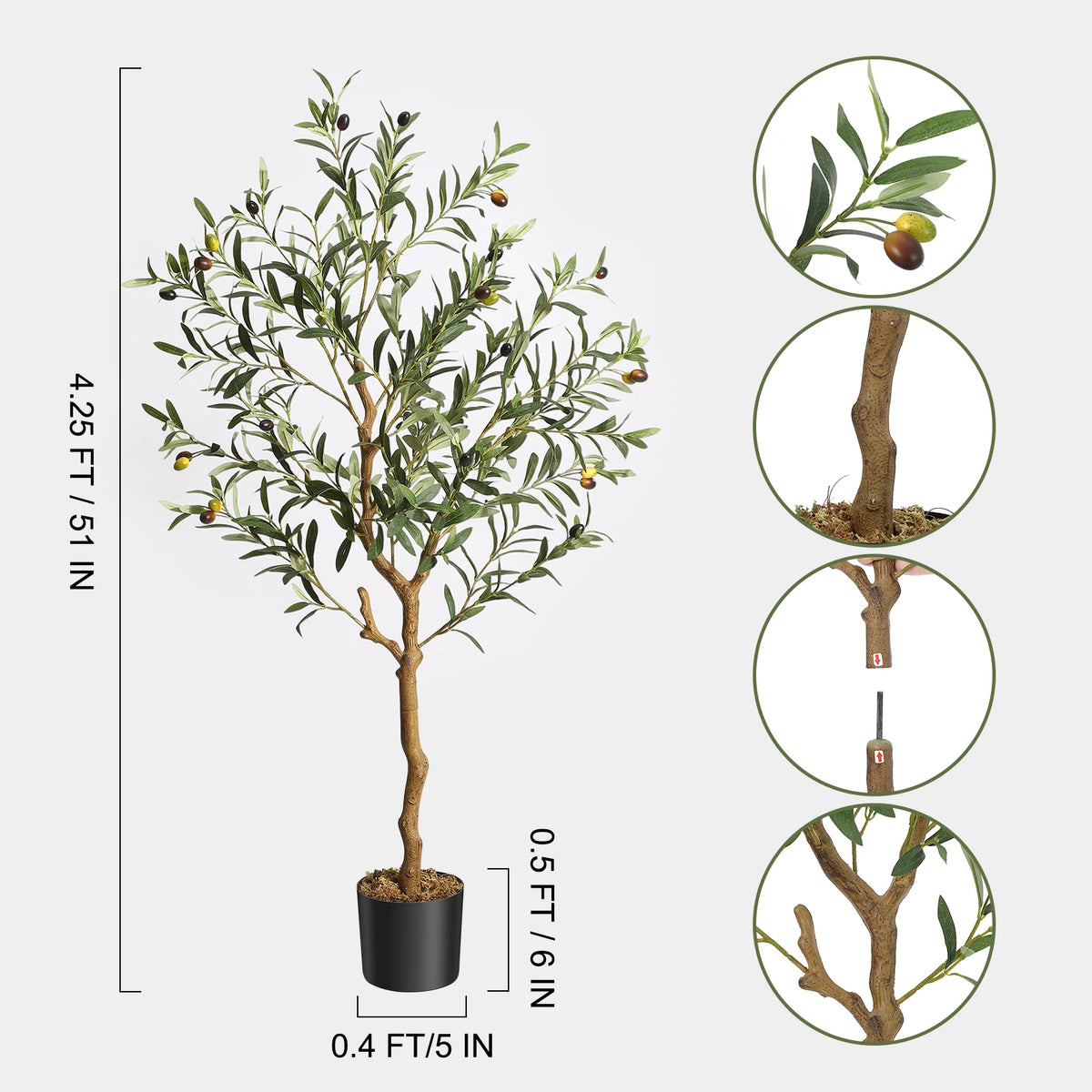 HiMISS Artificial Olive Tree Potted Plant for Home Decor