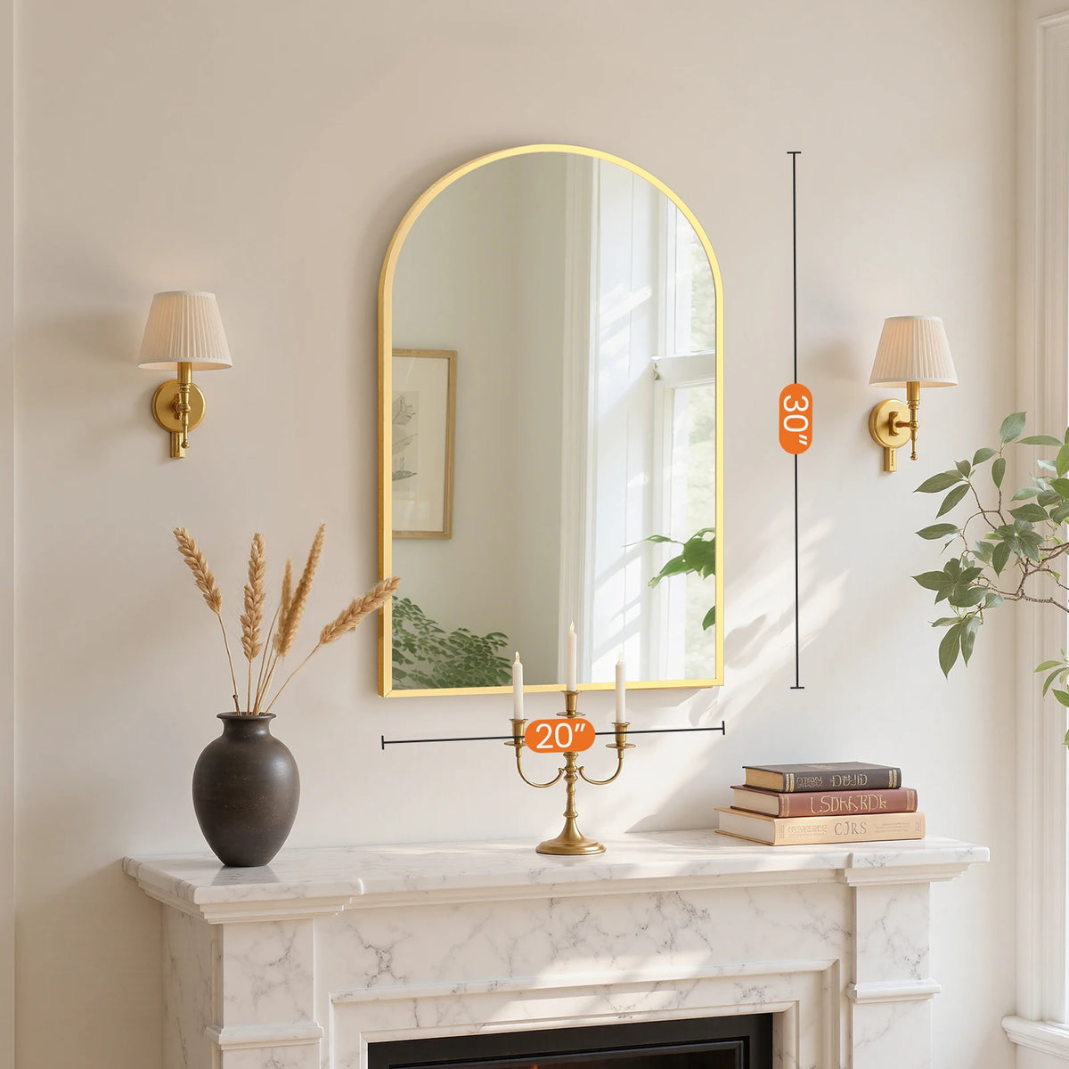 MCQ Arched Bathroom Vanity Mirror With Aluminum Frame Wall Mounted
