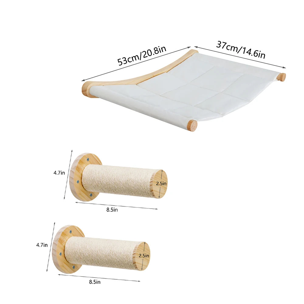 CWV Wall Mounted Cat Hammock Climbing Shelves And Scratching Perches