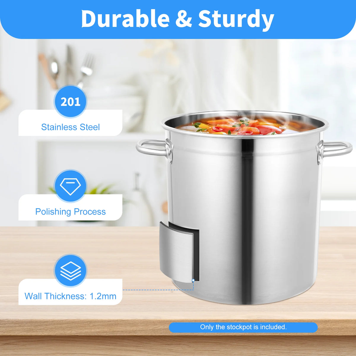 Versatile Stainless Steel Soup Stock Pot With Lid And Handles