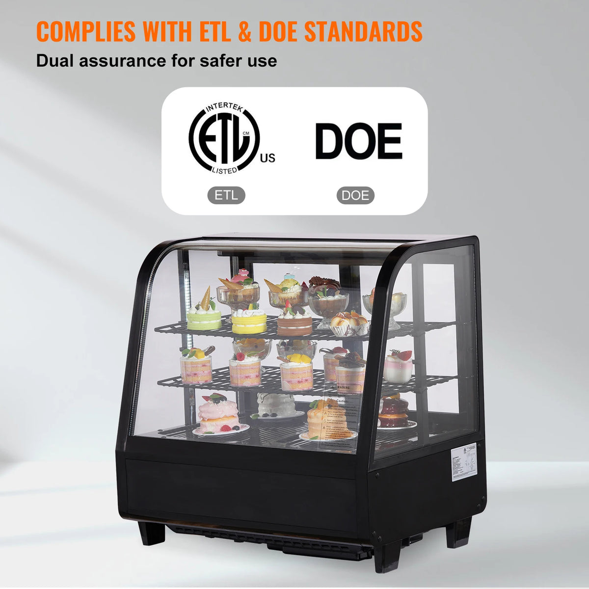 SucceBuy Refrigerated Pastry Display Case With LED Frost-Free Cooling