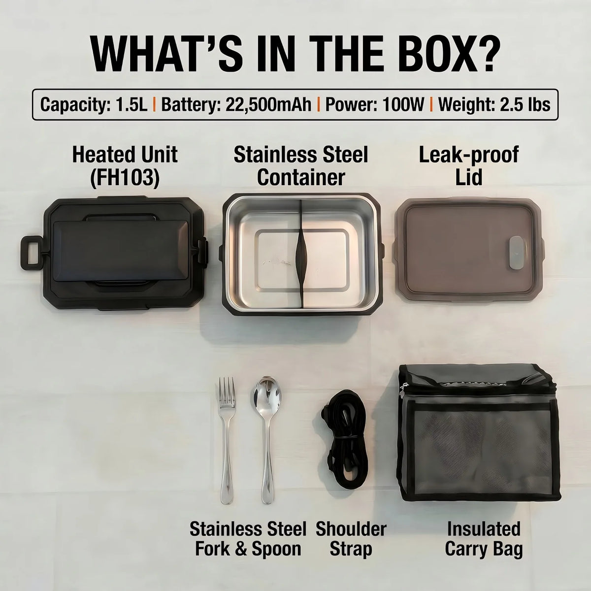 Electric Heated Lunch Box With USB Rechargeable Food Warmer