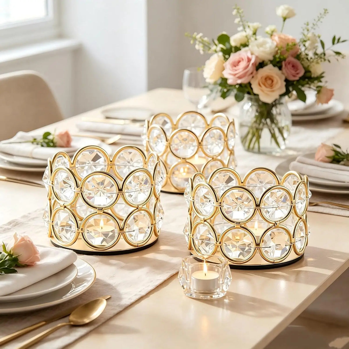 VINCIGANT Crystal Votive Candle Holders for Weddings and Home Decor