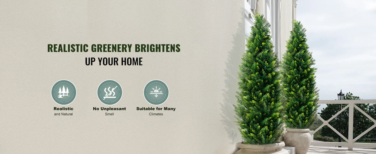 SucceBuy Artificial Cedar Topiary Trees for Home and Garden Decor