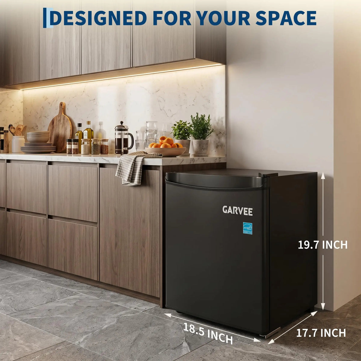 Compact Mini Refrigerator With Freezer LED Lighting And Adjustable Shelves