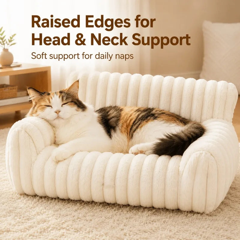 Plush Cat Sofa Bed With Washable Cover And Cozy Support