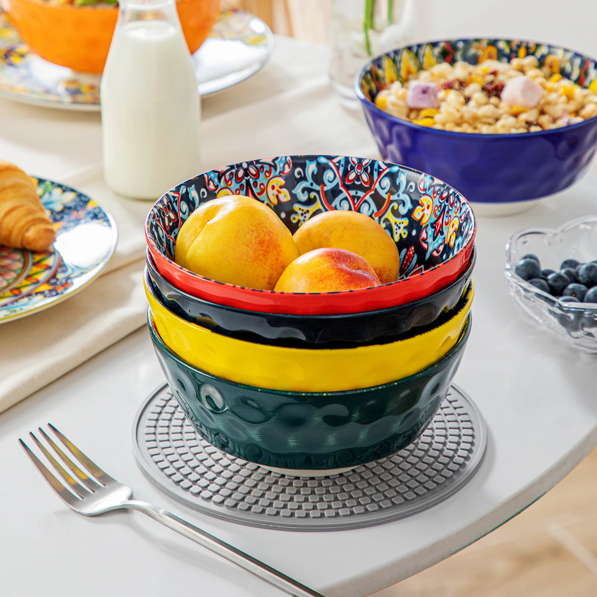 MALACASA Bohemian Ceramic Dinnerware Set Stoneware Tableware for Home