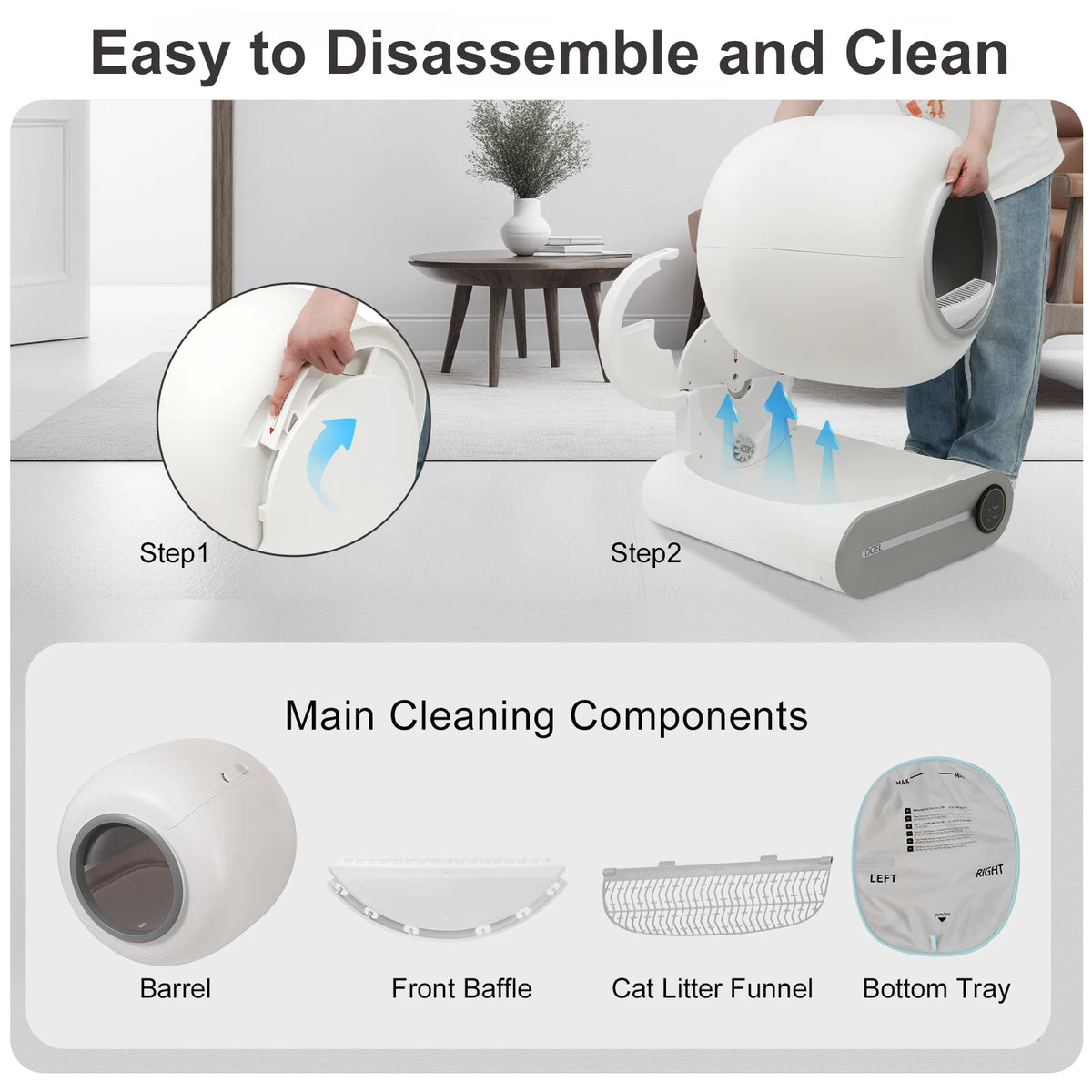 DOEL Smart Self Cleaning Cat Litter Box With 2.4 GHz WiFi App Control