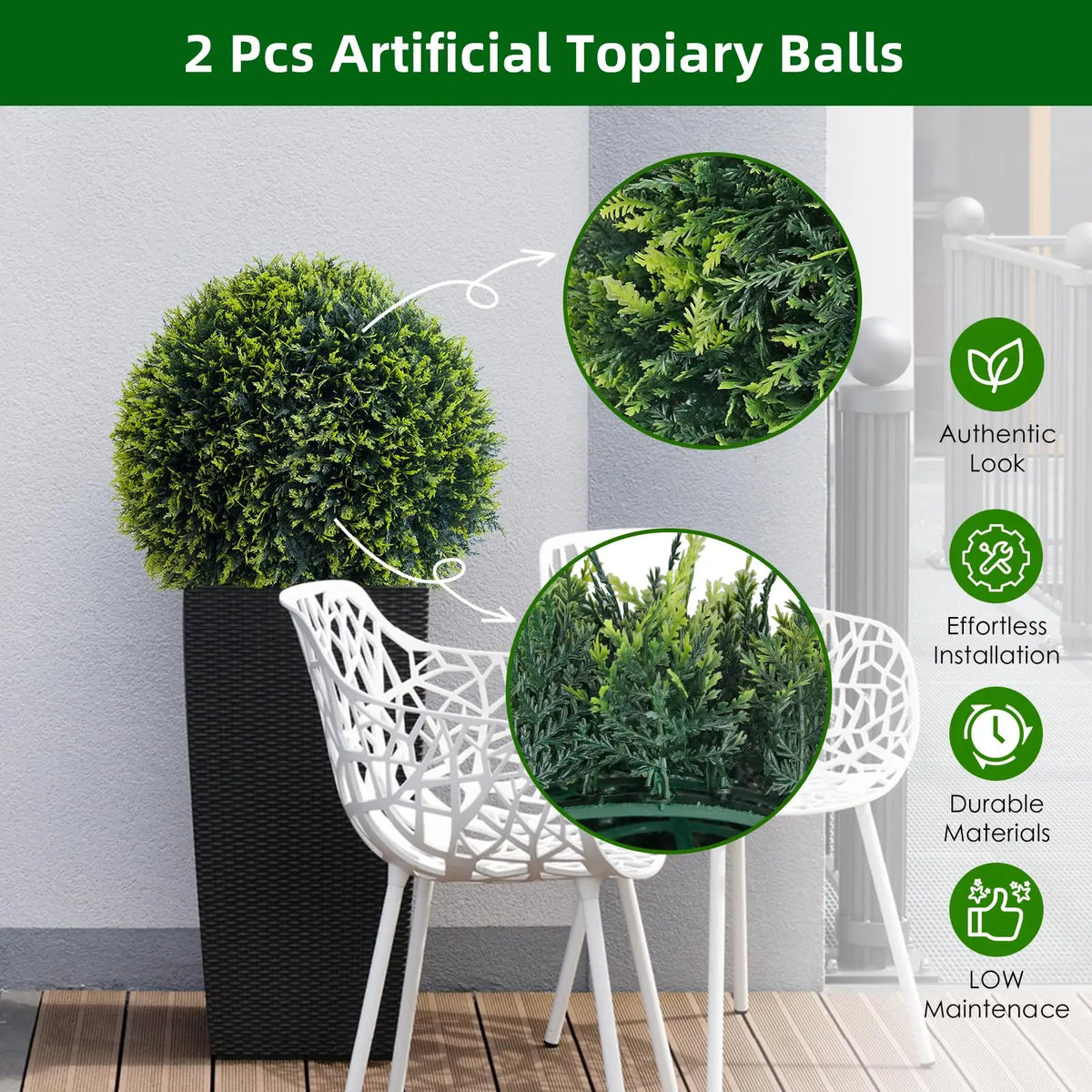 Studyset Artificial Cedar Topiary Balls for Outdoor Home Wedding Decor