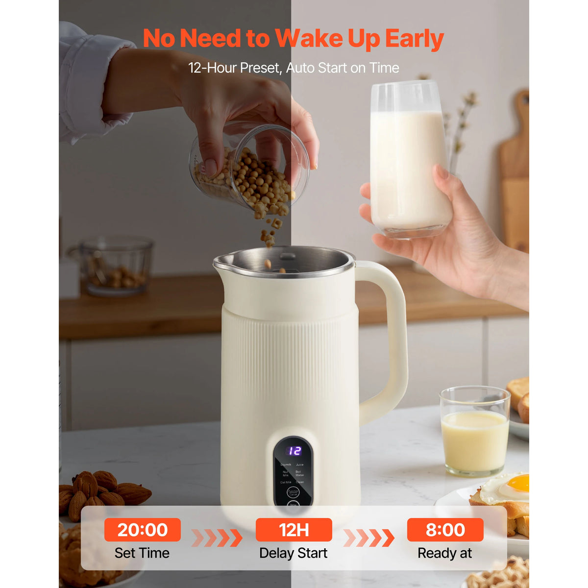 VEVOR 8-in-1 Nut Milk Maker for Soy and Oat Milk