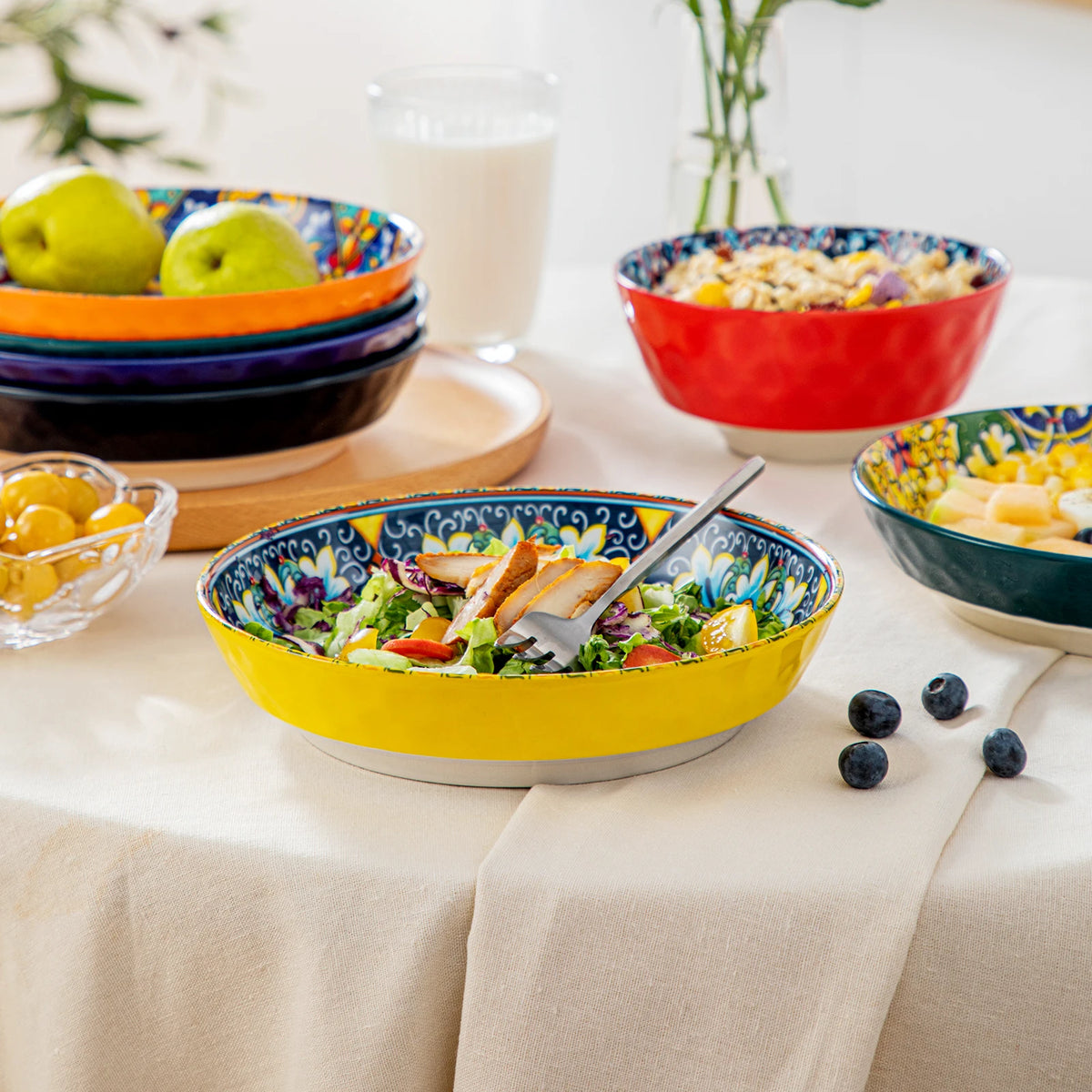 MALACASA Bohemian Ceramic Dinnerware Set Stoneware Tableware for Home