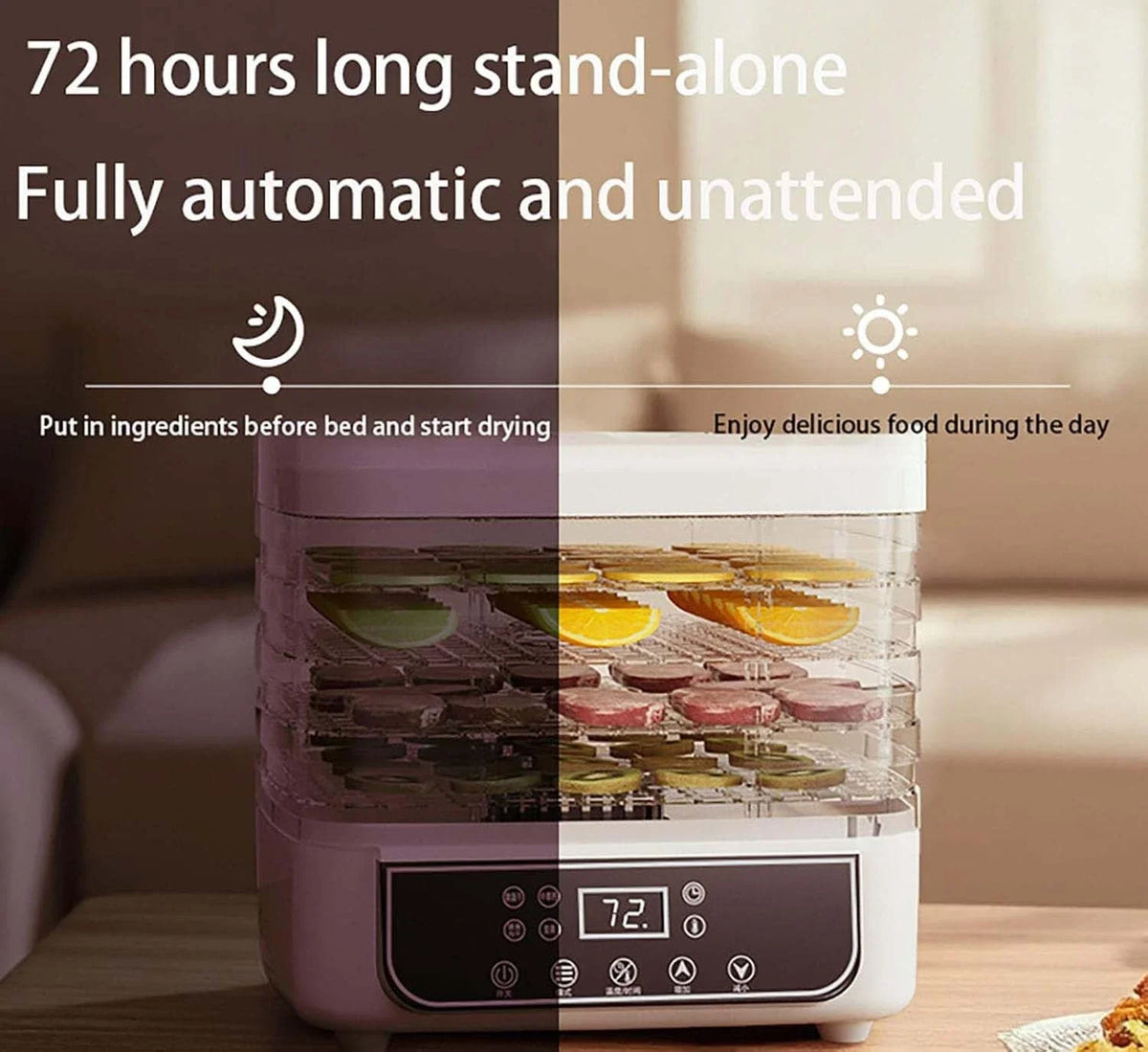 Household Fruit And Vegetable Food Dryer With Adjustable Temperature Control