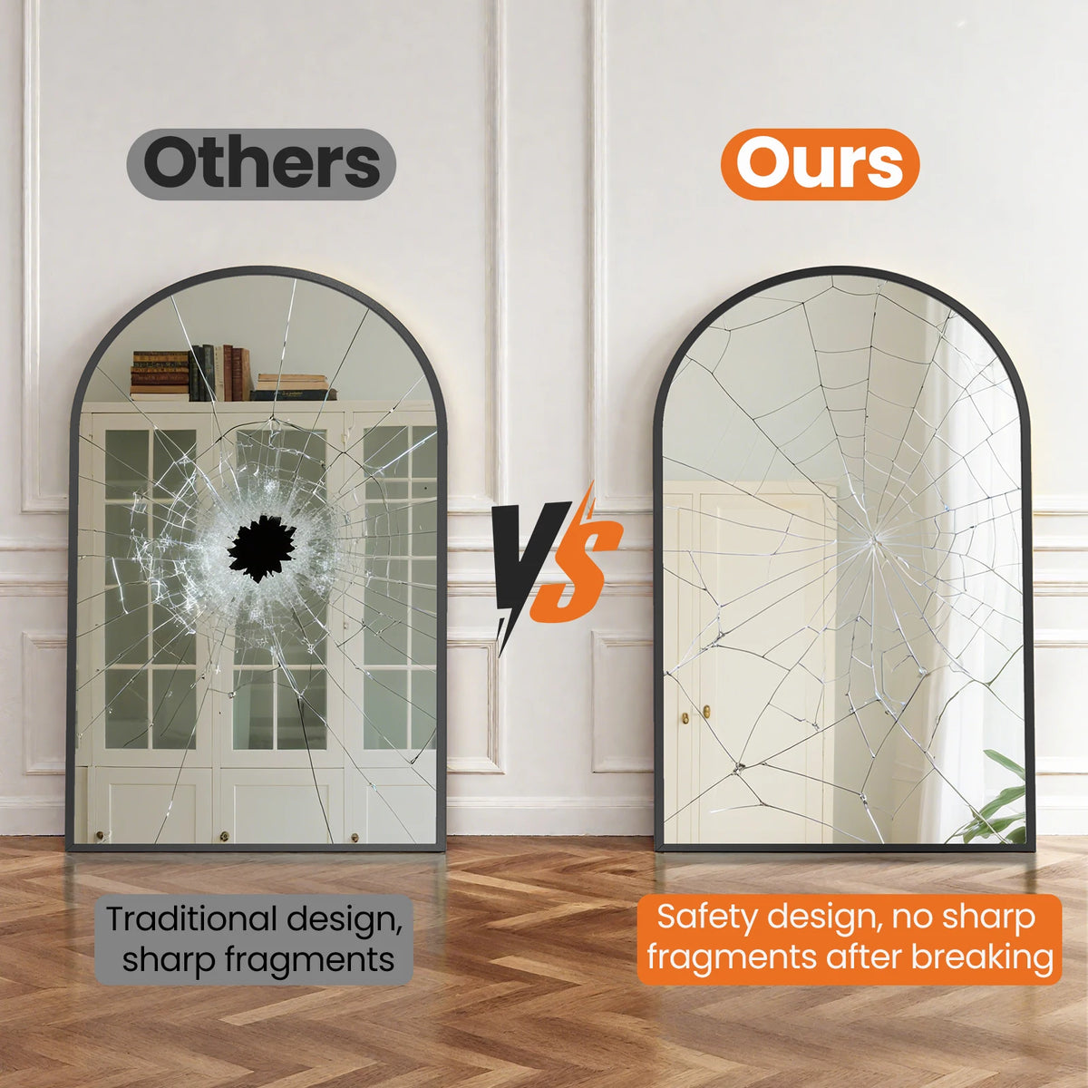 MCQ Arched Bathroom Vanity Mirror With Aluminum Frame Wall Mounted