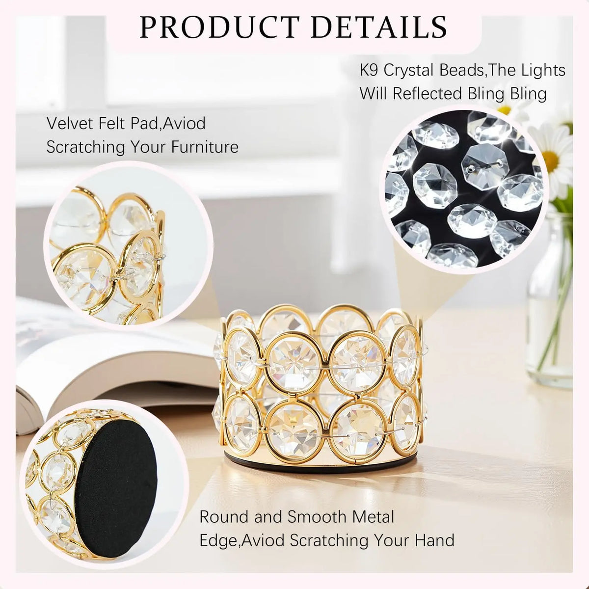 VINCIGANT Crystal Votive Candle Holders for Weddings and Home Decor