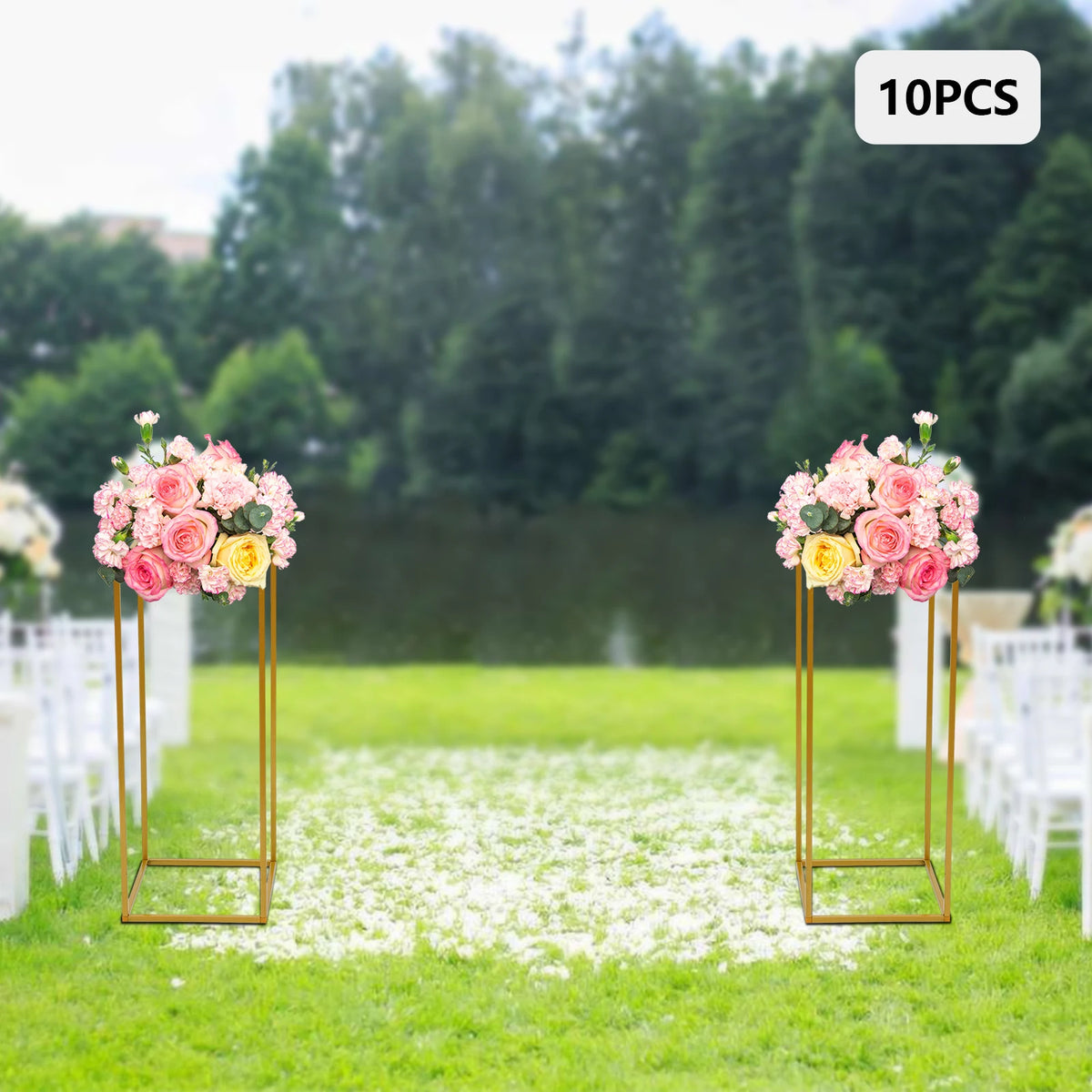 10 Piece Metal Flower Stand Set for Wedding Event Decorations
