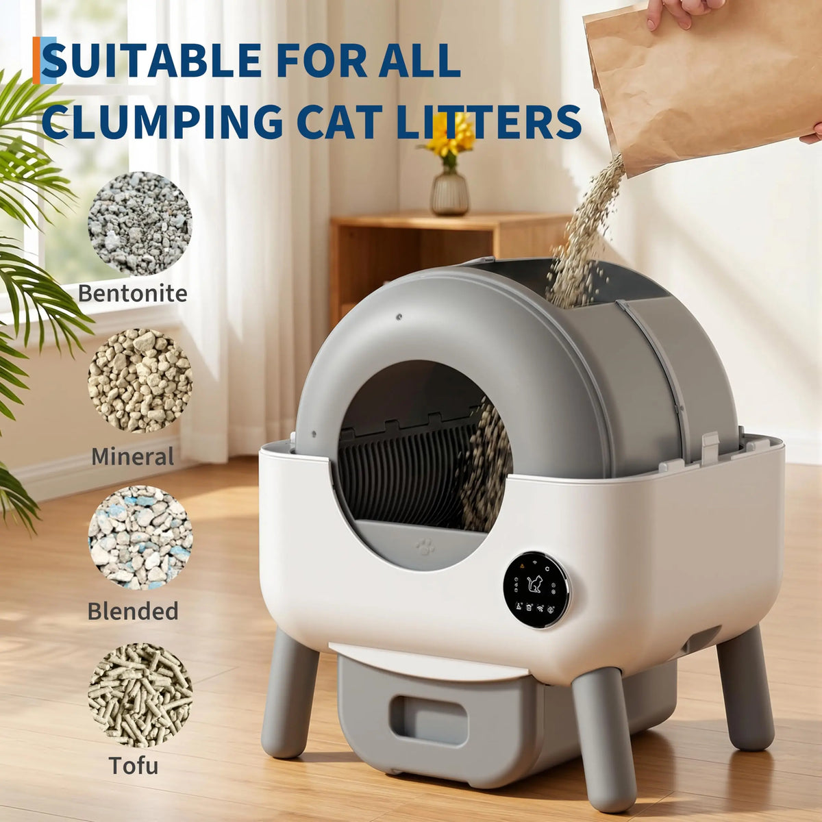 HiMISS Automatic Self Cleaning Cat Litter Box With App Control