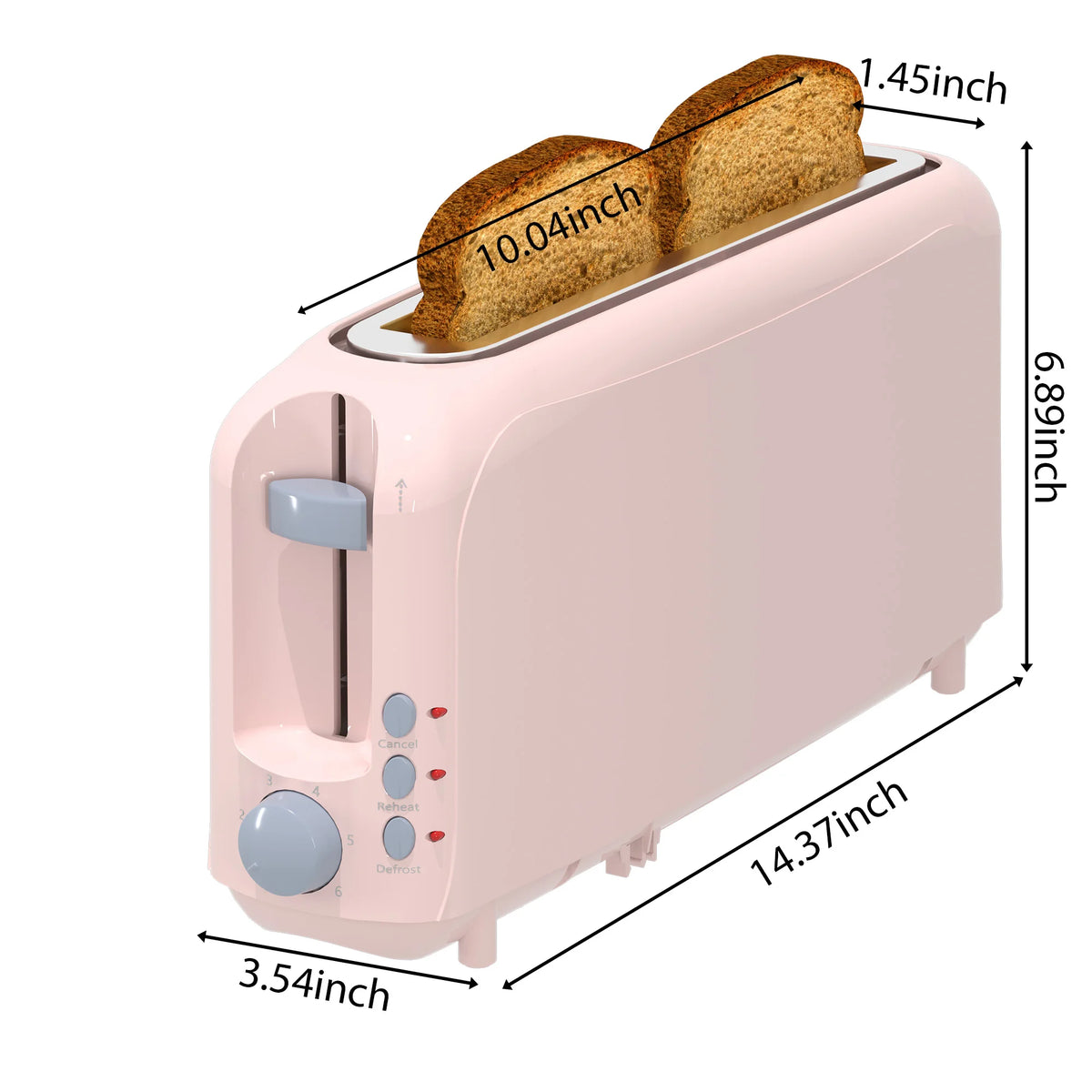 YUKOOL Slim Slot Toaster With Shade Settings, Defrost And Reheat