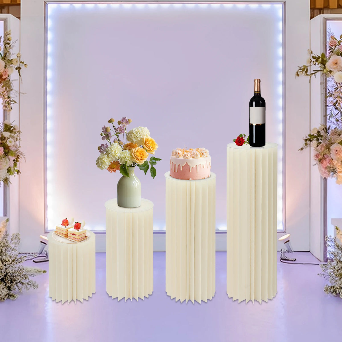 Foldable Cardboard Flower Stand Set for Wedding and Party Displays