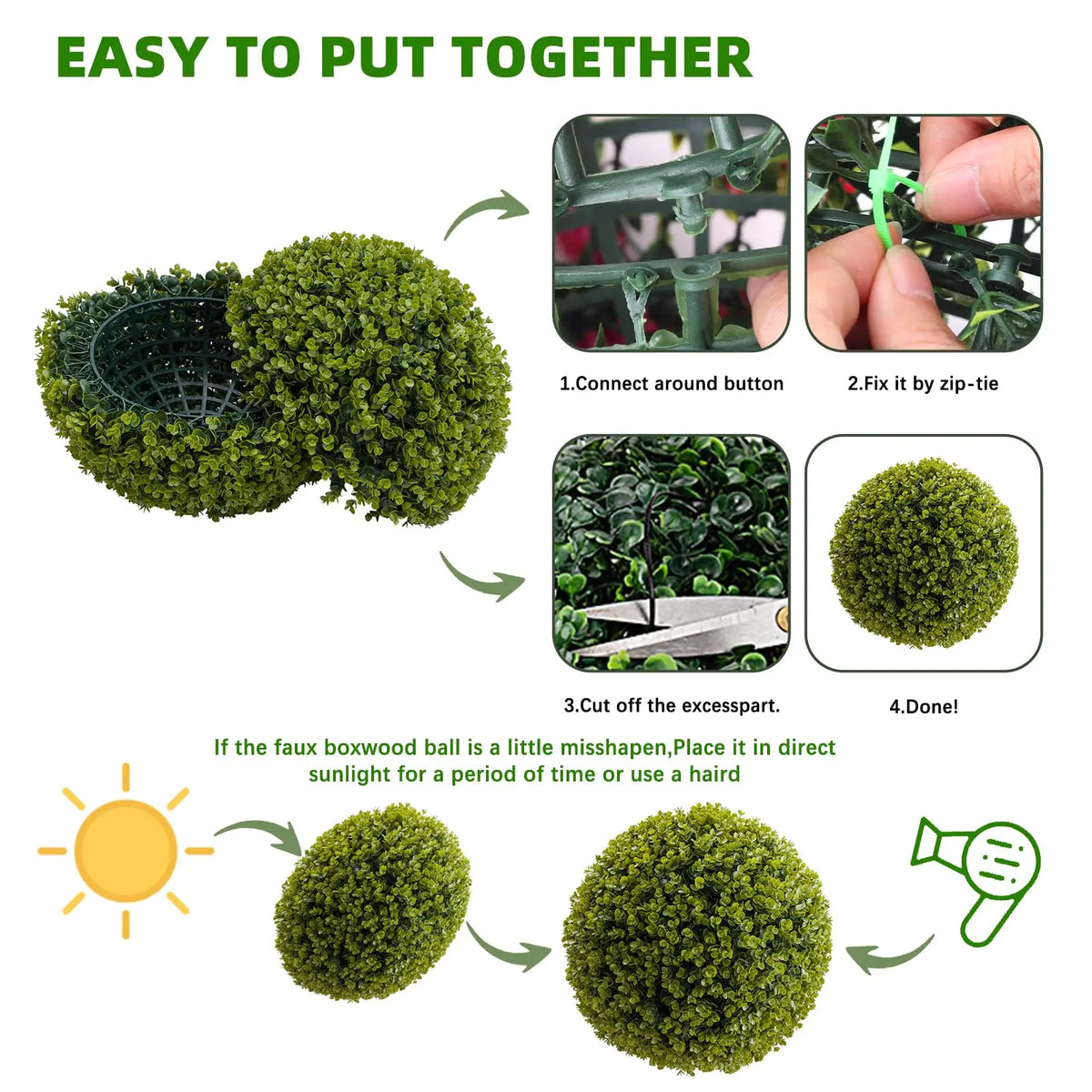 Studyset Artificial Cedar Topiary Balls for Outdoor Home Wedding Decor