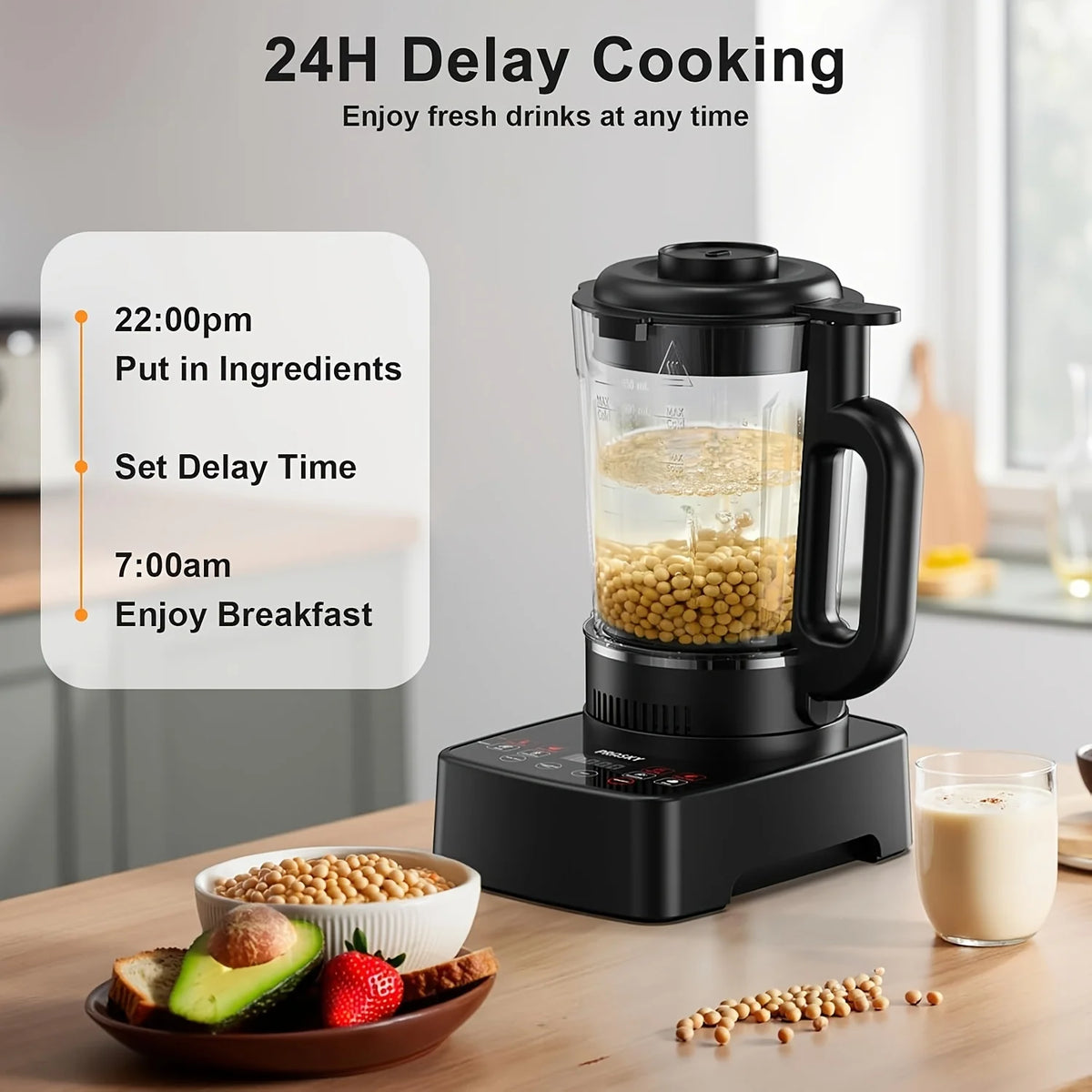 Prasky 2400W Professional Heating Blender With High Speed Auto Clean Function