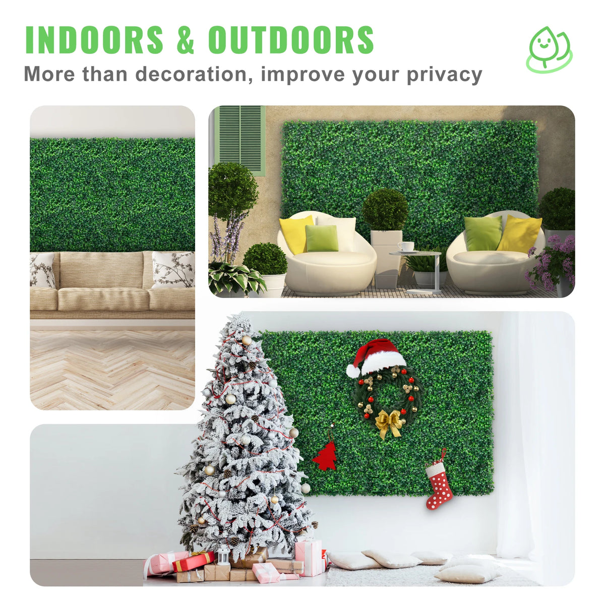 SucceBuy Artificial Boxwood Hedge Panels for Outdoor Wall Decor