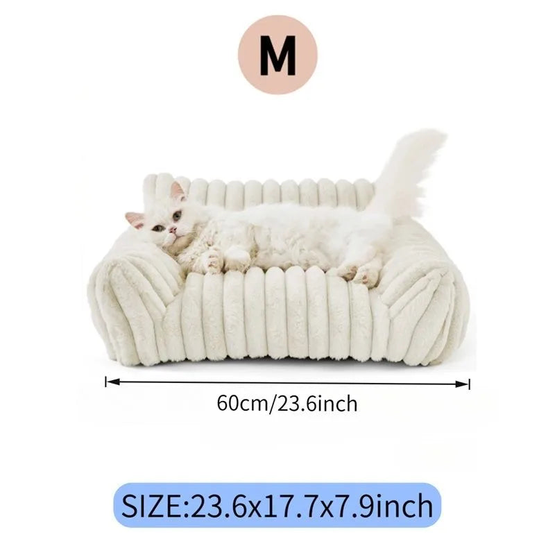 Plush Cat Sofa Bed With Washable Cover And Cozy Support