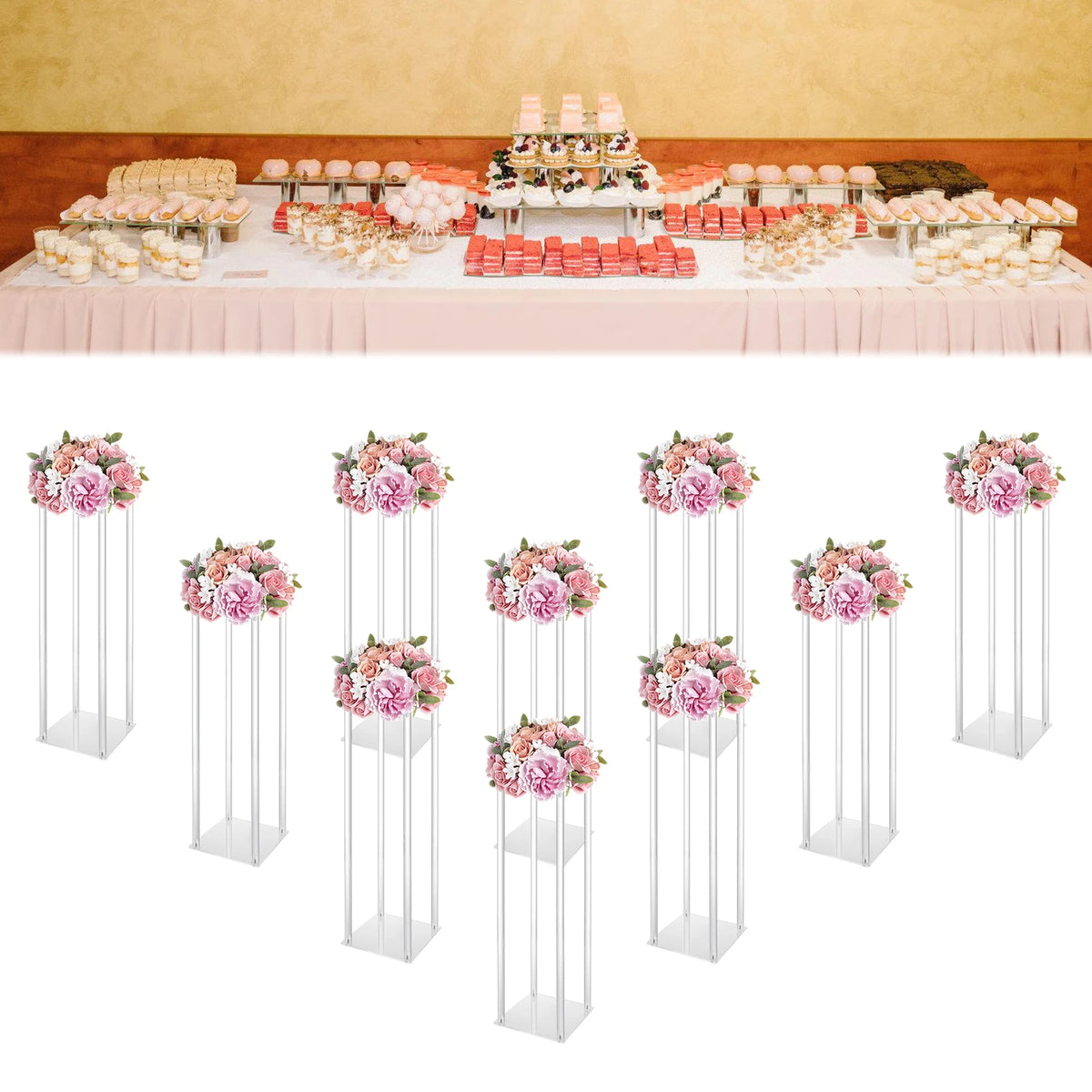 Acrylic Wedding Flower Stands Set for Elegant Event Centerpieces
