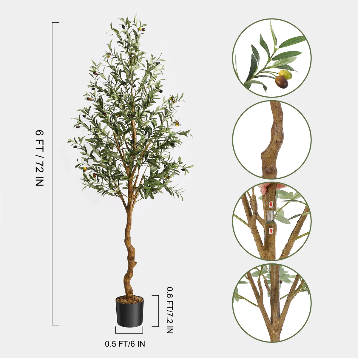 HiMISS Artificial Olive Tree Potted Plant for Home Decor