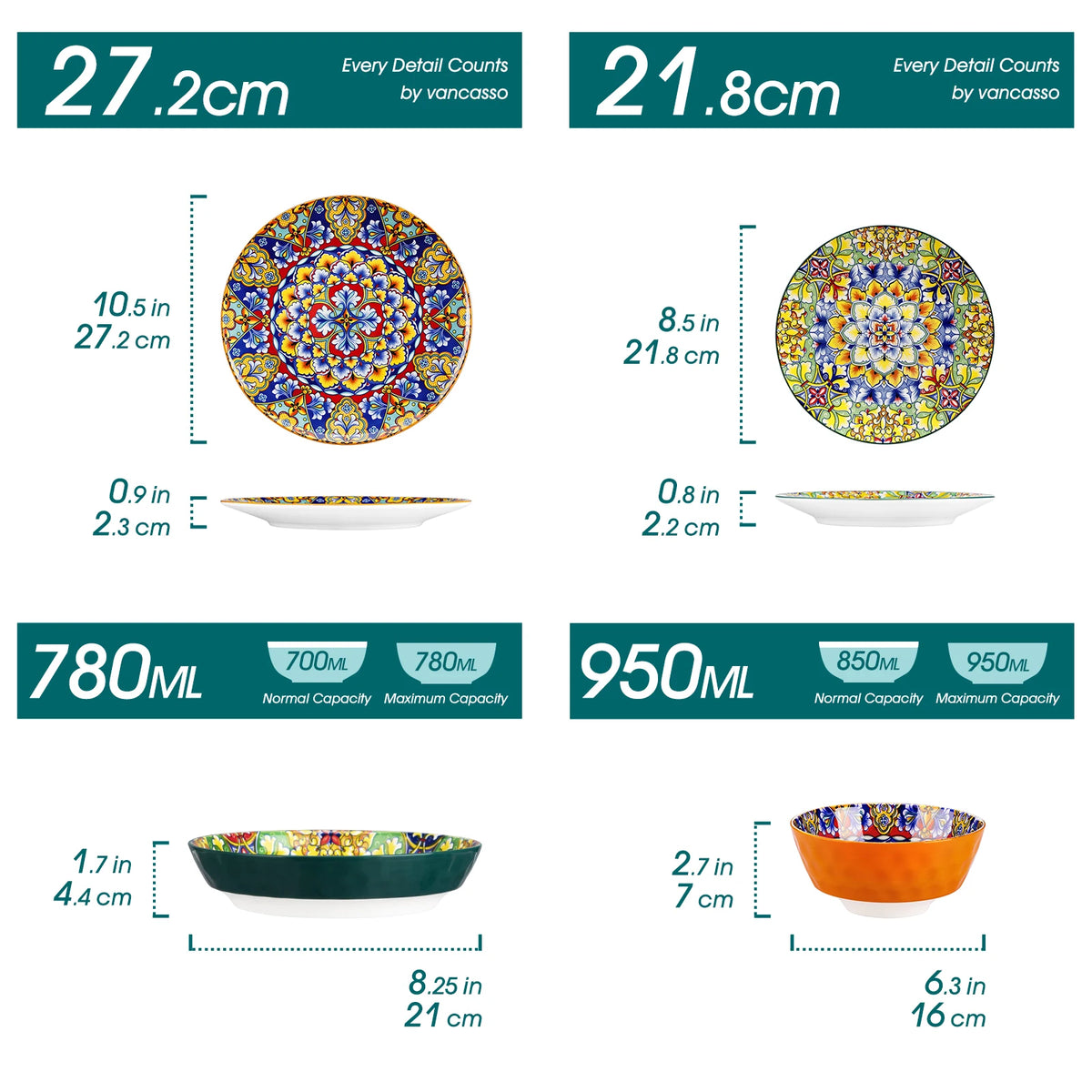 MALACASA Bohemian Ceramic Dinnerware Set Stoneware Tableware for Home