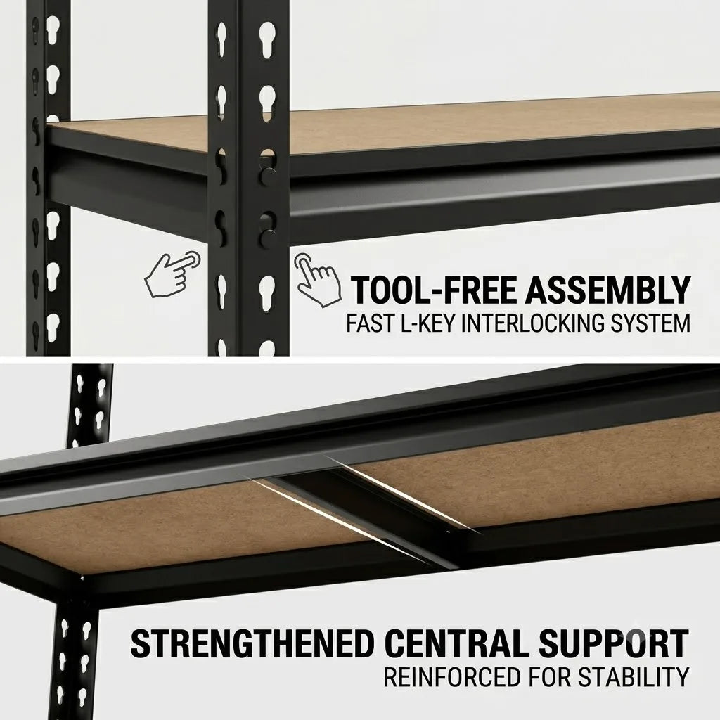 Metal Five Tier Shelving Unit Adjustable Pantry Storage Rack