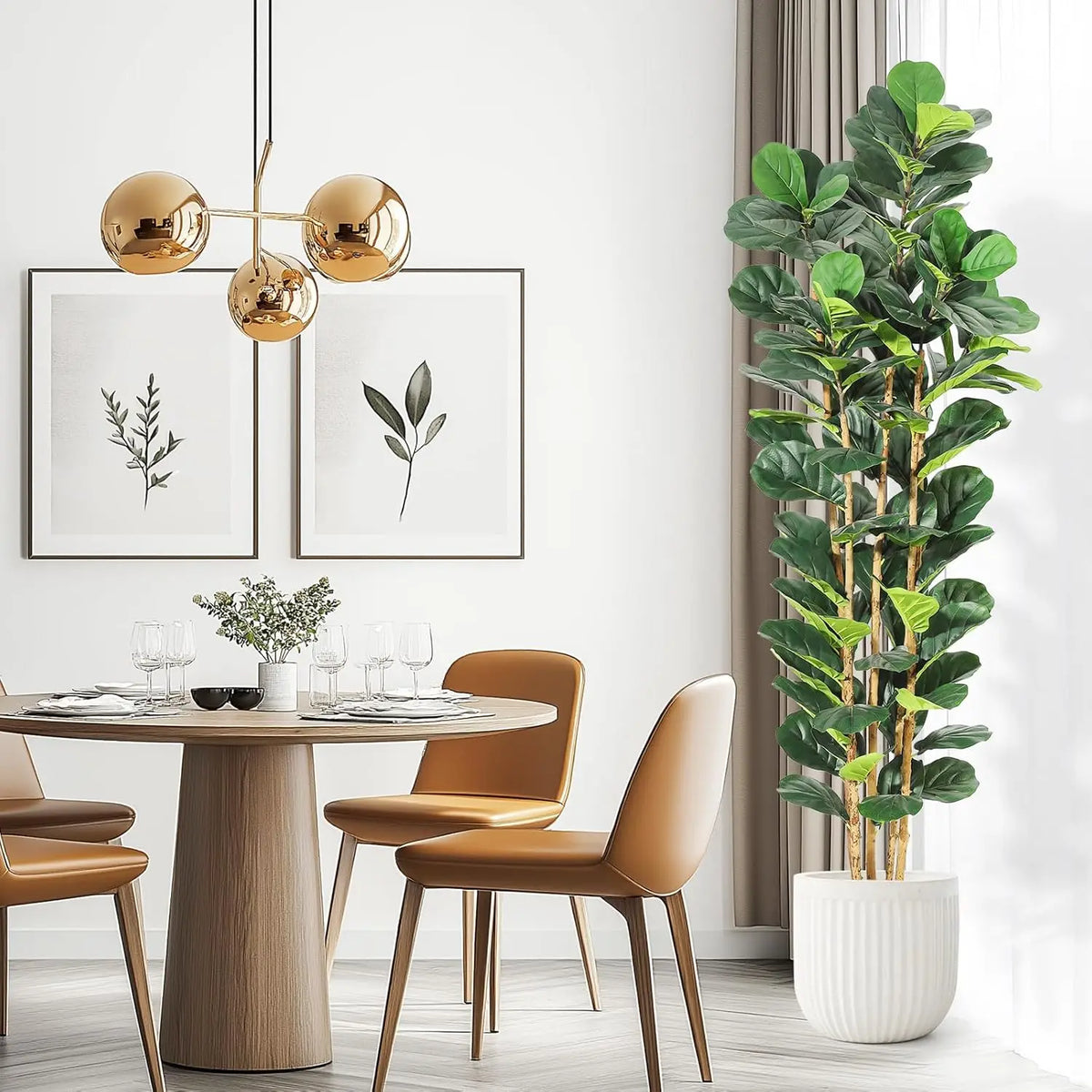 HiMISS Artificial Fiddle Leaf Fig Tree with Pot for Home