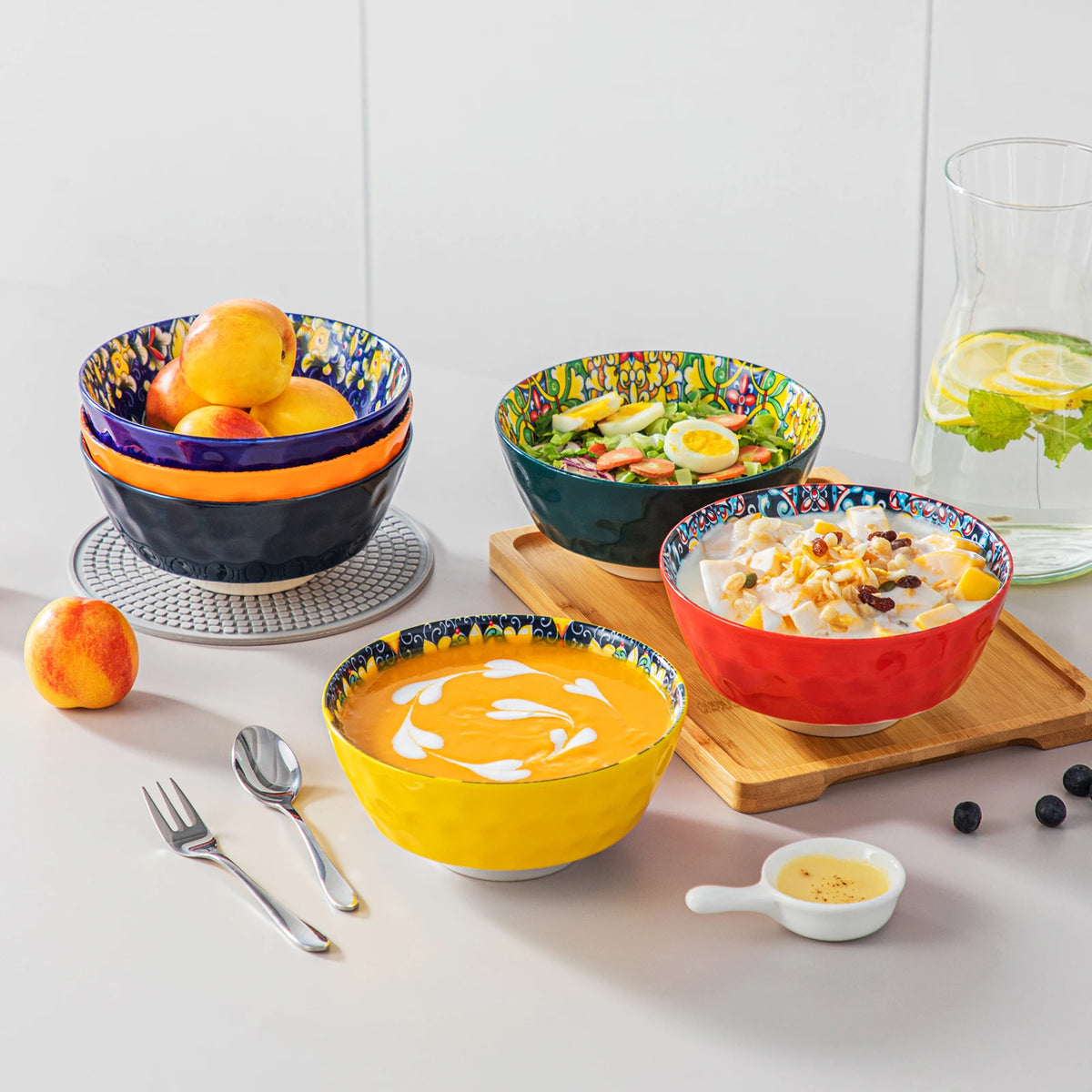 MALACASA Bohemian Ceramic Dinnerware Set Stoneware Tableware for Home