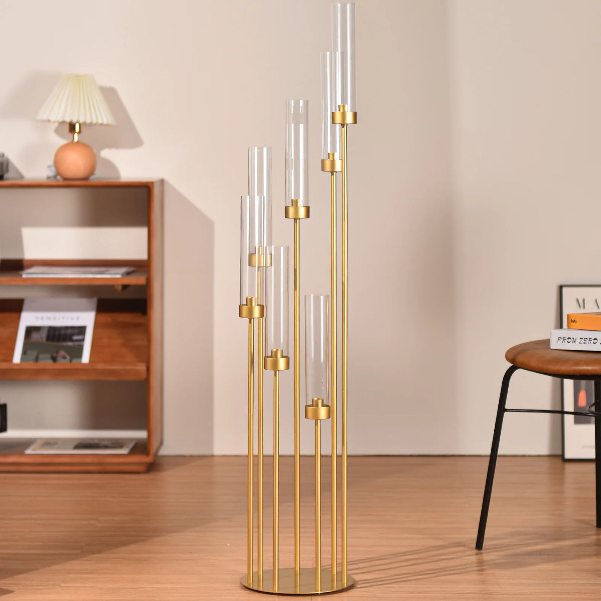 VINCIGANT Seven Arm Floor Candelabra With Removable Acrylic Shades