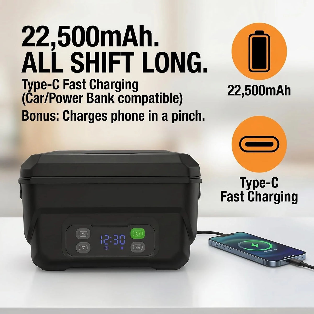 Electric Heated Lunch Box With USB Rechargeable Food Warmer