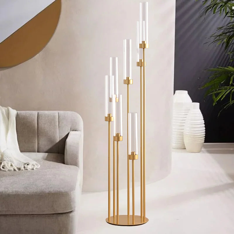 VINCIGANT Seven Arm Floor Candelabra With Removable Acrylic Shades
