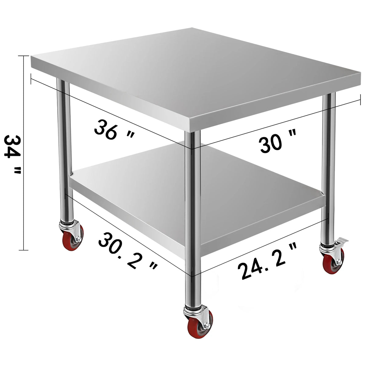 SucceBuy Stainless Steel Prep Table With Shelf Casters And Backsplash