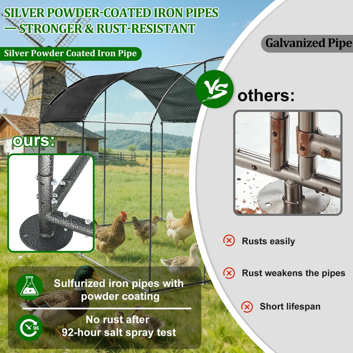 Bingopaw Metal Chicken Coop With Nylon Netting And Cover Run