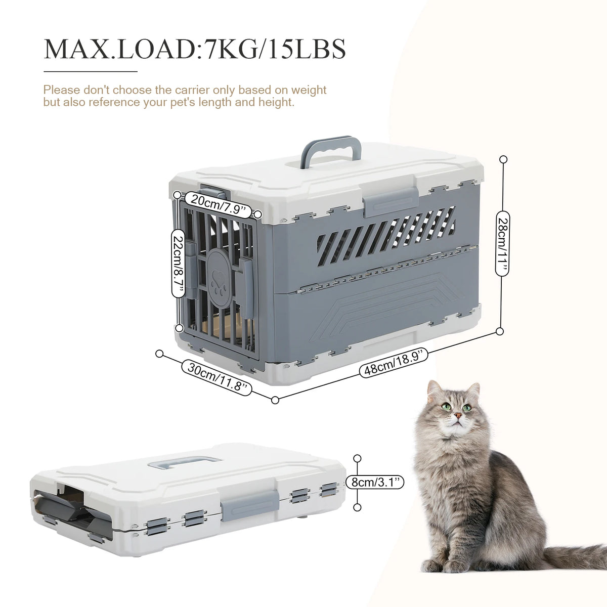PAWZ Road Foldable Pet Carrier With Secure Door For Travel