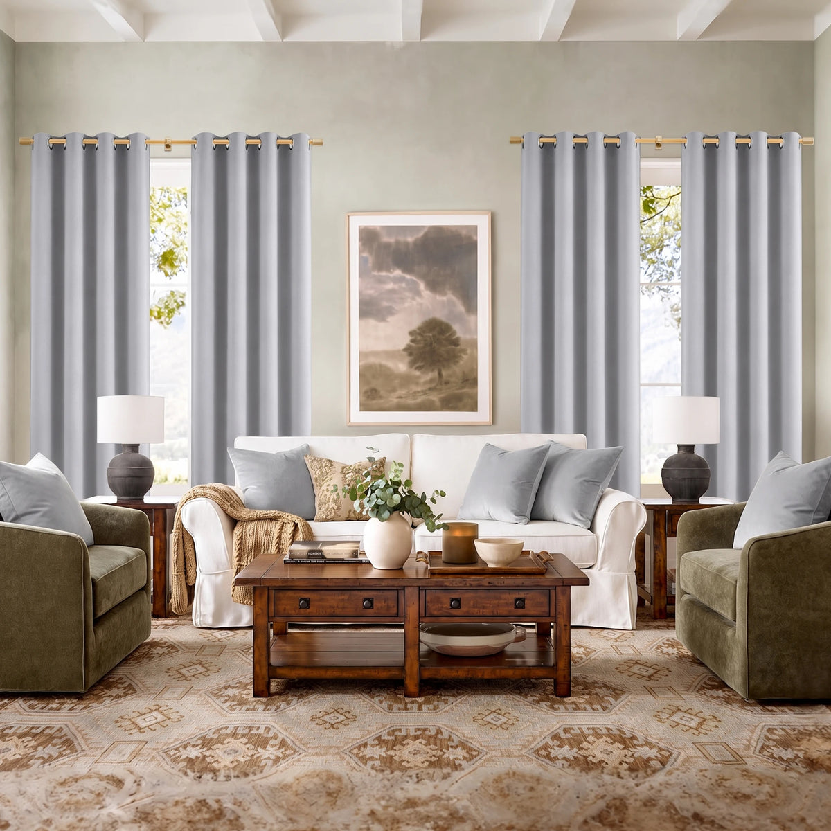 Thermal Blackout Window Curtains With Waterproof Backing For Home
