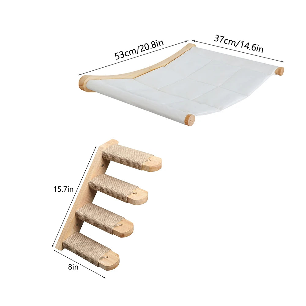 CWV Wall Mounted Cat Hammock Climbing Shelves And Scratching Perches